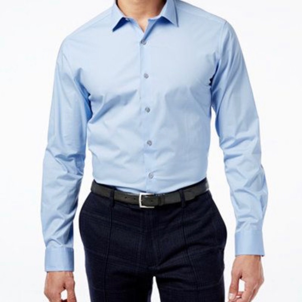 Alfani slim fit mens dress shirt, smoke blue color - Picture 1 of 12
